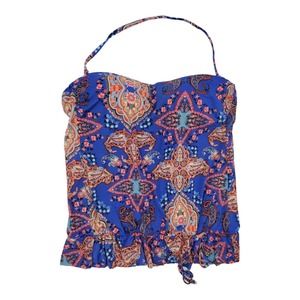 Cremieux Halter Tankini Swimwear Top Womens Blue Size M